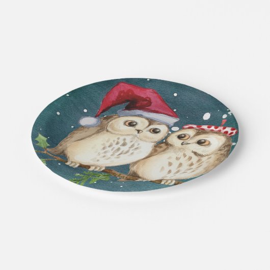 かわいいフクロムクリスマス紙プレート食器 ペーパープレート (アングル)