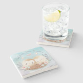 かわいいフクロムズストーンコースター ストーンコースター (横)