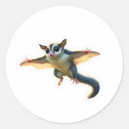 かわいいフクロモモンガのイラストステッカー ラウンドシール
