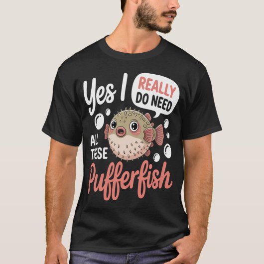 かわいいフグの面白いバルーンフィッシュ Tシャツ (正面)