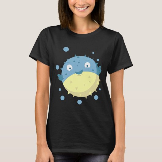 かわいいフグ青 Tシャツ (正面)