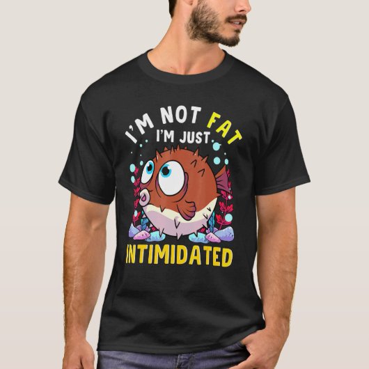 かわいいフグ 楽しい水族館 威嚇するフグ Tシャツ (正面)