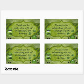 かわいいフジーとクローバーアイリッシュサンキュー誕生日 長方形シール (シート)