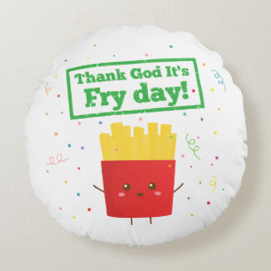 かわいいフライドポテトでハッピーフライデー ラウンドクッション