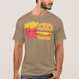 かわいいフライドポテトとバーガー Tシャツ