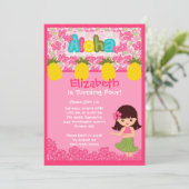 かわいいフラガールピンク誕生日招待状 招待状 (スタンド正面)