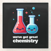かわいいフラスコ&チューブ私たちは化学を持っ得てい素晴らしる ガラスコースター (正面)