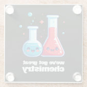 かわいいフラスコ&チューブ私たちは化学を持っ得てい素晴らしる ガラスコースター (裏面)