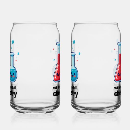 かわいいフラスコ&チューブ私たちは化学を持っ得てい素晴らしる ガラス缶 (左)