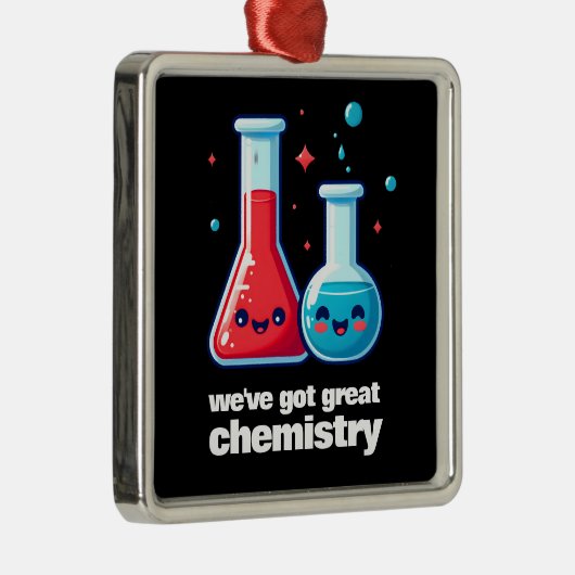 かわいいフラスコ&チューブ私たちは化学を持っ得てい素晴らしる メタルオーナメント (右)