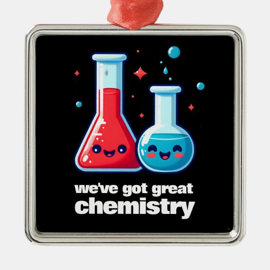かわいいフラスコ&チューブ私たちは化学を持っ得てい素晴らしる メタルオーナメント (正面)