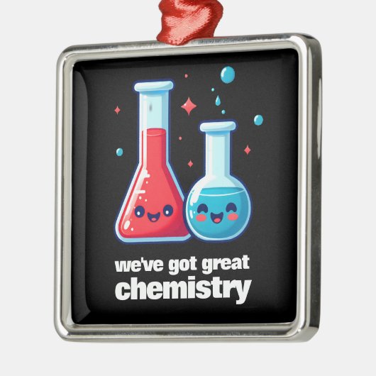 かわいいフラスコ&チューブ私たちは化学を持っ得てい素晴らしる メタルオーナメント (左)