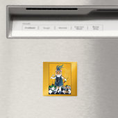 かわいいフラッパー猫、マウスアールデコ1920s マグネット (インサイチュ (食洗機))