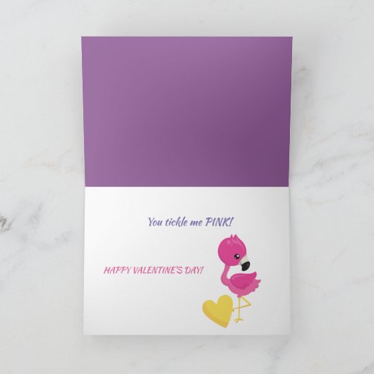 かわいいフラミンゴくすぐる私ピンクのバレンタインカード シーズンカード (内部)