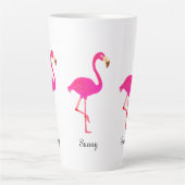 かわいいフラミンゴとカリグラフィー カフェラテマグ (正面)