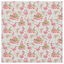 かわいいフラミンゴと熱帯の花