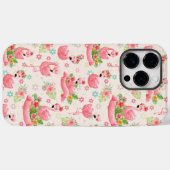 かわいいフラミンゴと熱帯の花 Case-Mate iPhoneケース (裏面 (横))