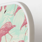 かわいいフラミンゴのパターンカスタムモノグラム ピックルボールラケット (左詳細)