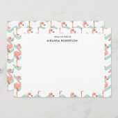 かわいいフラミンゴの夏のメッセージカード ノートカード (正面/裏面)