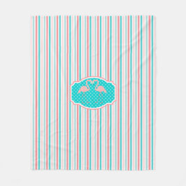 かわいいフラミンゴの恋の模様 フリースブランケット