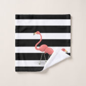 かわいいフラミンゴストライプス バスタオルセット (ウォッシュタオル)