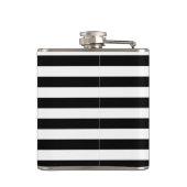 かわいいフラミンゴス,白黒ストライプのパーソナライズされた フラスク (裏面)