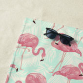 かわいいフラミンゴパターンカスタム文字 ビーチタオル (インサイチュ)
