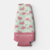 かわいいフラミンゴパターンカスタム文字 ボトルクーラー (正面)
