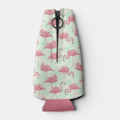 かわいいフラミンゴパターンカスタム文字 ボトルクーラー (裏面)