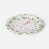 かわいいフラミンゴパーティー ペーパープレート (アングル)