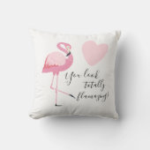 かわいいフラミンゴ引用文トータルフラミンピンクホワイト クッション (正面)