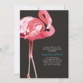 かわいいフラミンゴ熱帯バースデーパーティーの招待 招待状 (正面)