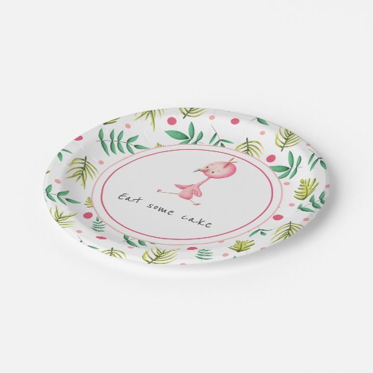 かわいいフラミンゴ赤ちゃんシャワー ペーパープレート (アングル)