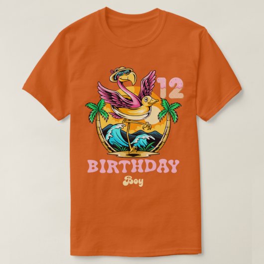 かわいいフラミンゴ12誕生日少年 Tシャツ (デザイン正面)