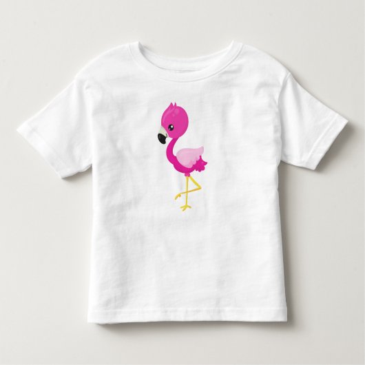 かわいいフラミンゴ、小さなフラミンゴ、ピンクのフラミンゴ トドラーTシャツ (正面)