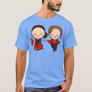 かわいいフラメンコダンサーカップルキャラクター Tシャツ