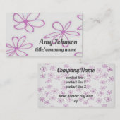 かわいいフラワーアートパープルカスタム両面 名刺 (正面/裏面)