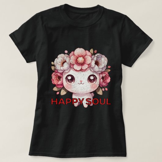かわいいフラワーキャラクター「ハッピーソウル」 Tシャツ (デザイン正面)