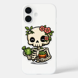 かわいいフラワースケルトンガーデナーステッカー iPhone 16ケース