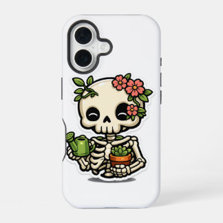 かわいいフラワースケルトンガーデナーステッカー iPhone 16ケース