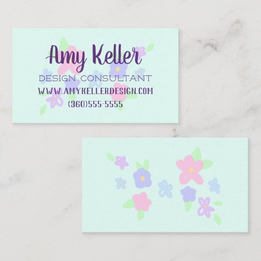 かわいいフラワーズパステル 名刺 (正面/裏面)