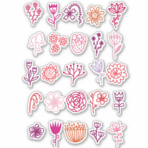 かわいいフラワードードル シール