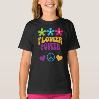 かわいいフラワーパワー60s tシャツ