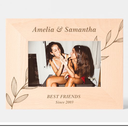 かわいいフラワーフレンズカスタムウッド写真フレーム レーザー彫刻フレーム