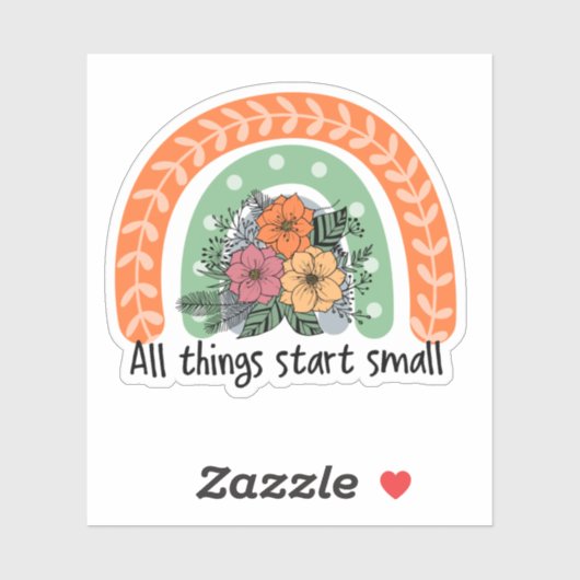 かわいいフラワーレインボー感動的引用文 シール (シート)