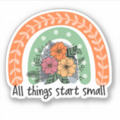 かわいいフラワーレインボー感動的引用文 シール (正面)