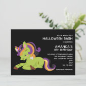 かわいいフランケンシュタインのユニコーン ハロウィン 誕生日 招待状 (スタンド正面)