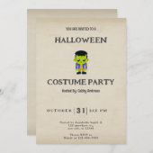 かわいいフランケンシュタインの怪物 ヴィンテージ ハロウィン 招待状 (正面/裏面)