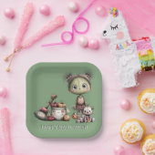 かわいいフランケンシュタインガールキッズハロウィーン ペーパープレート (パーティー)