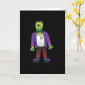 かわいいフランケンシュタインハロウィン カード (黄色い花)